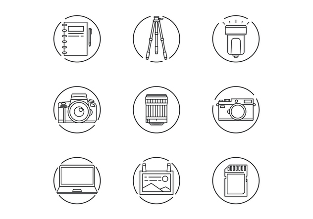Photographer Gear Icons - vector #445993 gratis