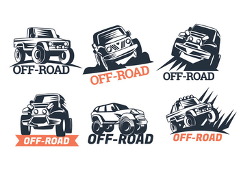 Set of Six Off-road Suv Logos Isolated on White Background - Free vector #446013