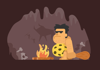 Prehistoric Caveman Illustration - vector gratuit #446263 