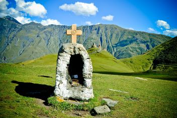 Cross in mount Kazbek - Free image #449643