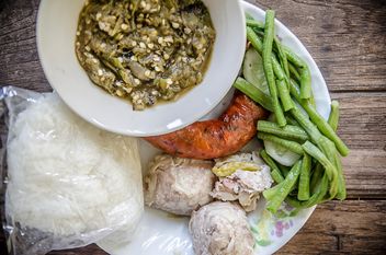 #thaifood, #green chili dip, #sai ua, #sour pork, #sticky rice. - Free image #452503