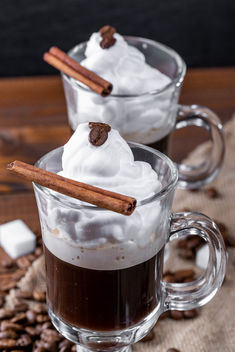 Coffee with whipped cream and cinnamon stic - image gratuit #460773 