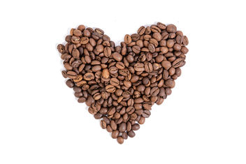 Raw Coffee Heart shape above white background - бесплатный image #462303