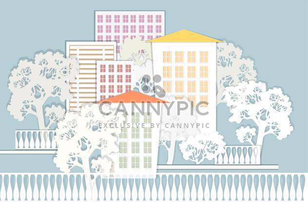 vector illustration of beautiful colorful architectural background with trees - vector gratuit #126093 