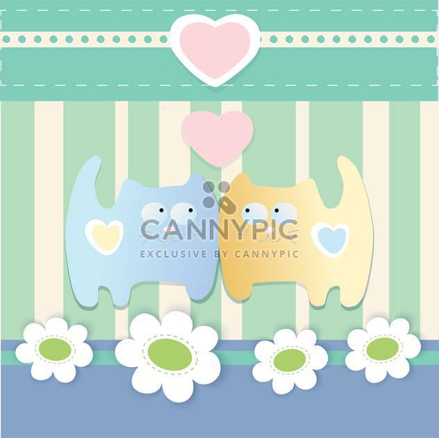 Vector cute background with lovely cats and hearts - Free vector #126103