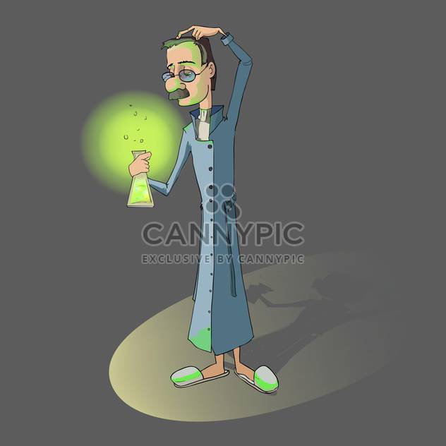 Vector illustration of chemist with flask in hand on grey background - Kostenloses vector #126313