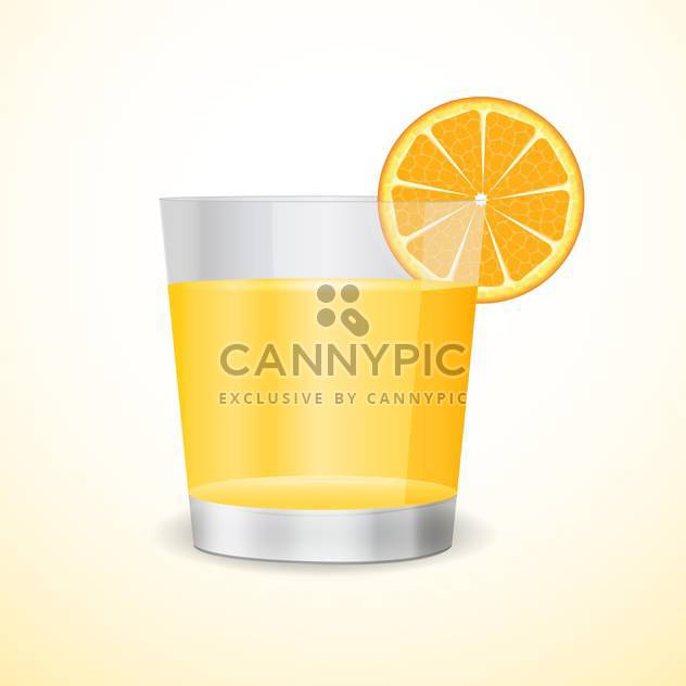 Vector illustration of glass with orange juice and orange segment on beige background - бесплатный vector #126583