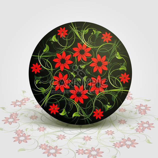 Vector illustration of floral background with red flowers in circle - vector #126663 gratis