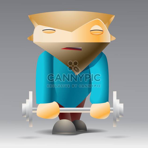 vector illustration of cartoon sportsman with dumbbell on grey background - Kostenloses vector #126913