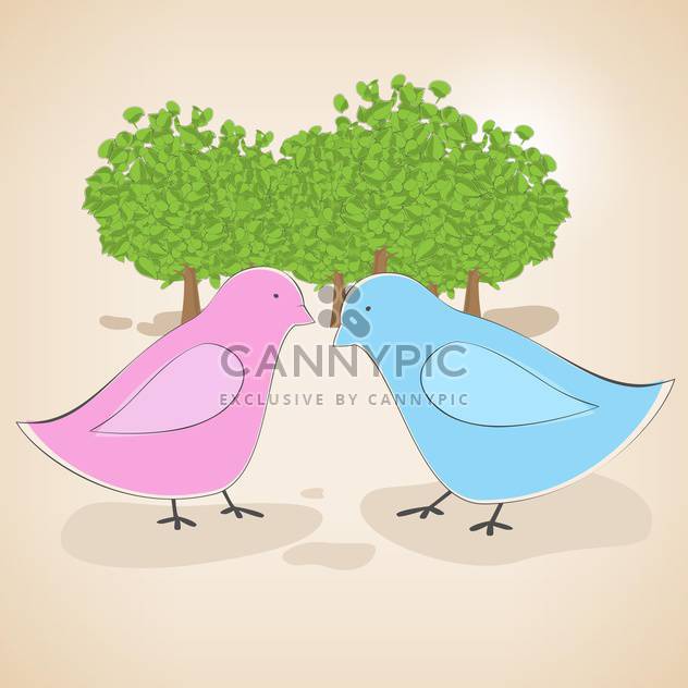 Vector illustration of birds couple in love on pink background - бесплатный vector #127163