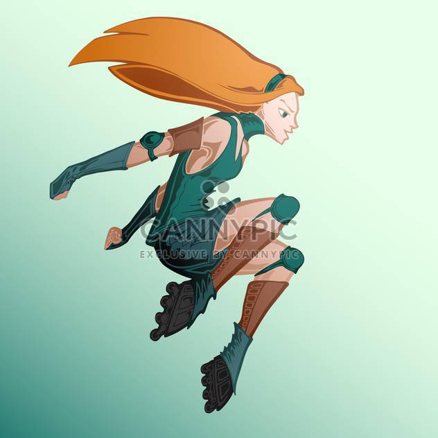 Vector illustration of roller girl on green background - бесплатный vector #127563