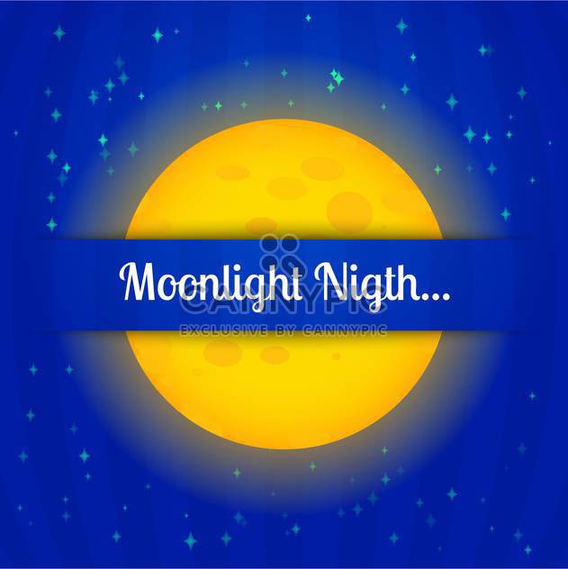 colorful illustration of big yellow moon on blue night sky - Free vector #127753