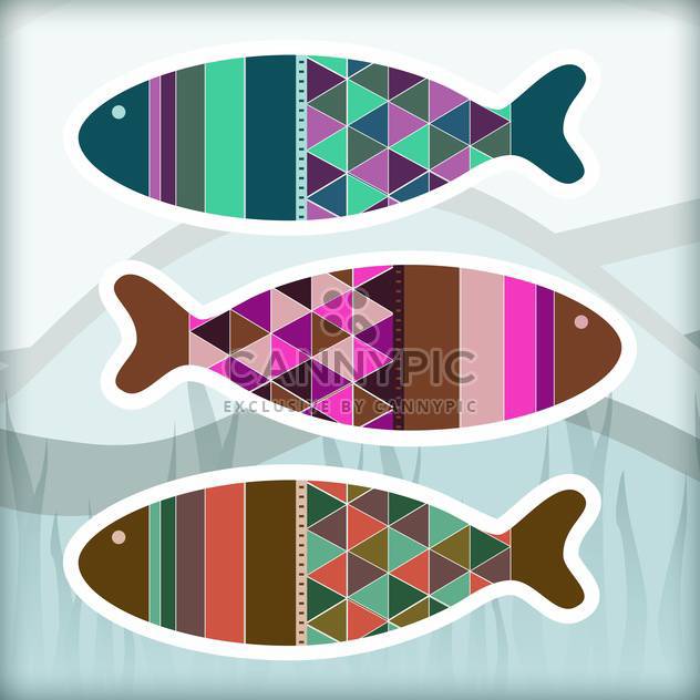 Ornamental colorful aquarium fish set - Free vector #128013