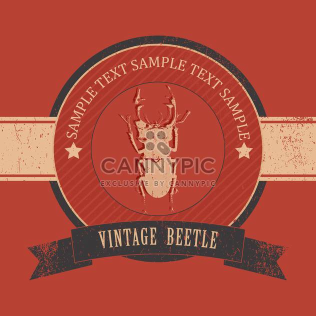Card with round shaped vintage bug on red background - Kostenloses vector #128063