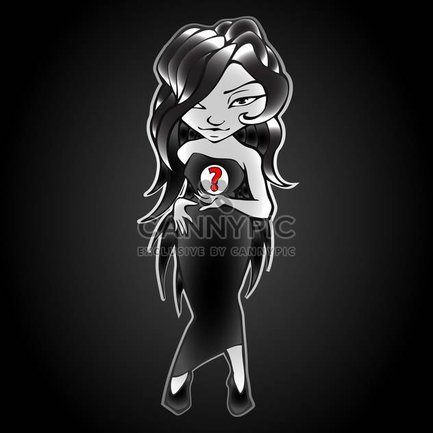 Mysterious woman in black dress, vector illustration - vector gratuit #128133 
