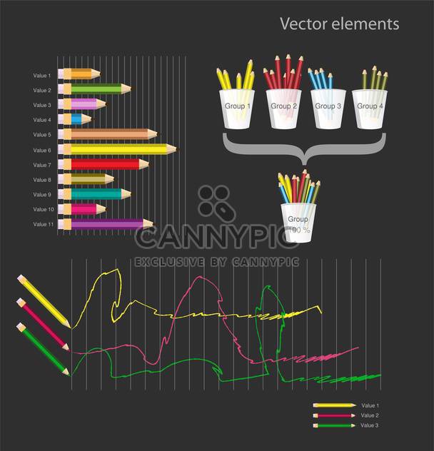 Set of colored pencils infographic vector elements - vector gratuit #128353 
