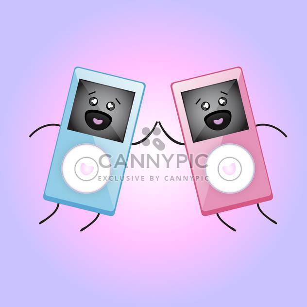 Vector illustration of MP3 players in love. - vector gratuit #128433 