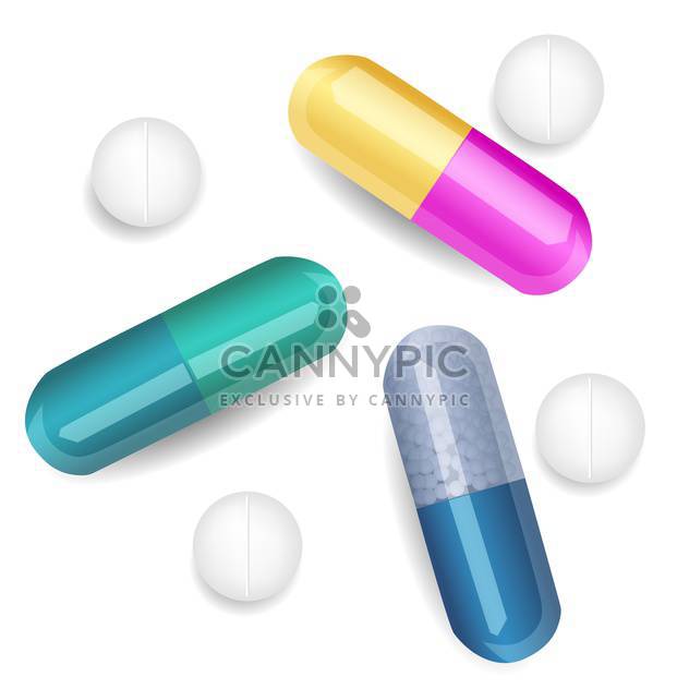 Vector set of different pills and capsules - Kostenloses vector #128563