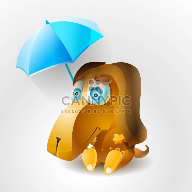 Vector illustration of sad dog with umbrella. - бесплатный vector #128733