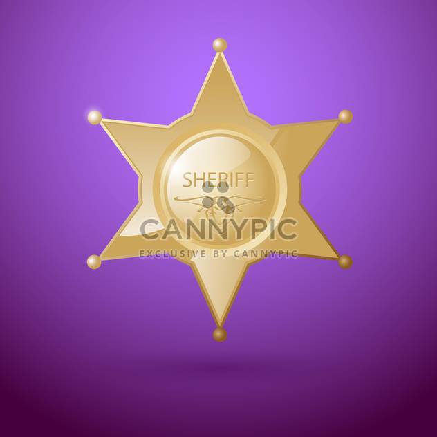 Vector illustration of sheriff star badge on purple background - Free vector #129413