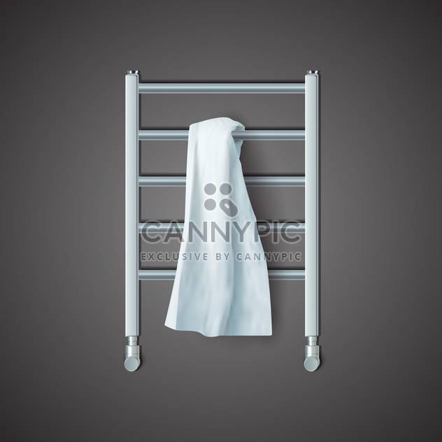 Vector illustration of white towel on radiator on black background - vector gratuit #129513 