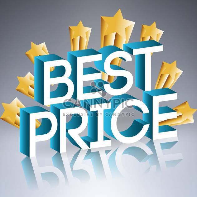 Vector illustration of best price sign with golden stars with reflection on gray background - Free vector #129613