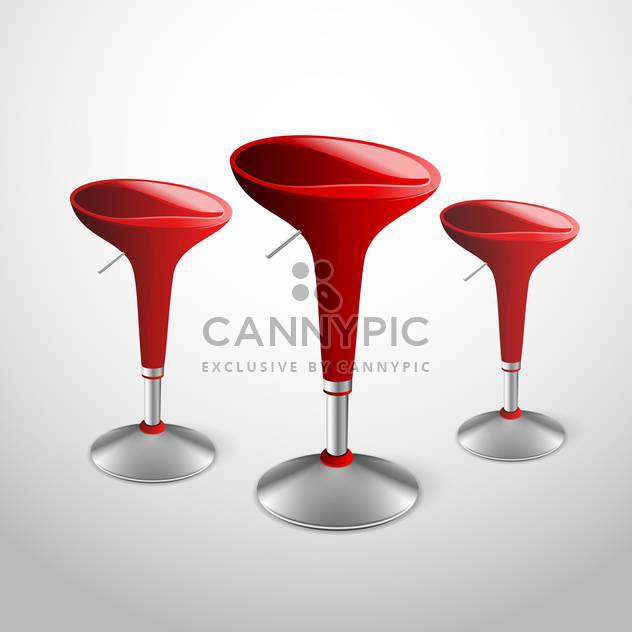 Vector illustration of red modern bar stools on gray background - Free vector #129653