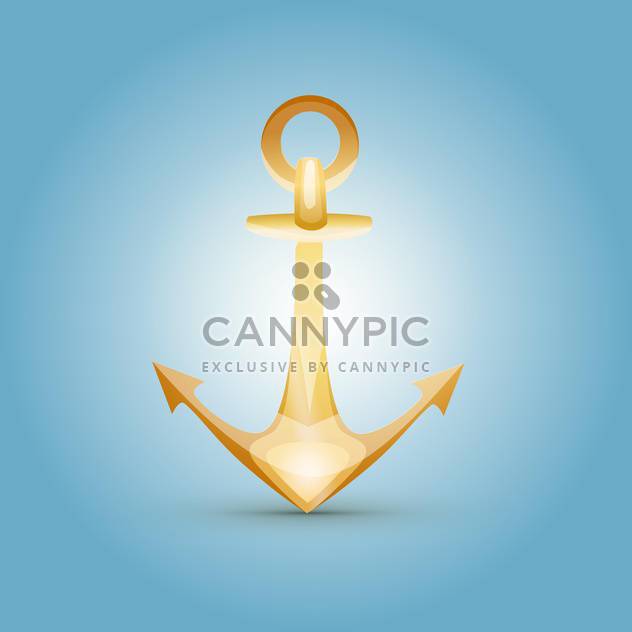 Vector illustration of yellow anchor on blue background - vector #129713 gratis