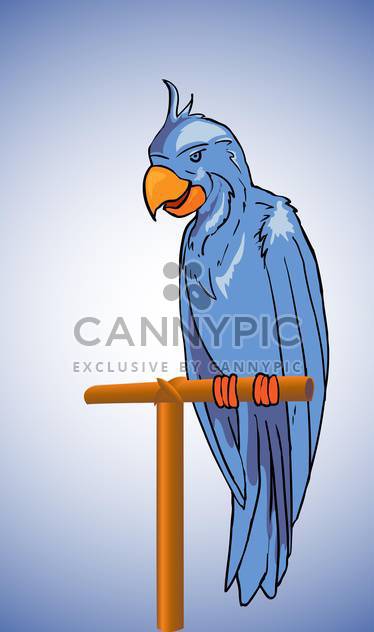 Vector illustration of blue parrot sitting on stick - Free vector #129733