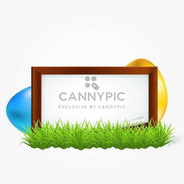 Easter greeting card with empty frame and painted Easter eggs - Free vector #130113