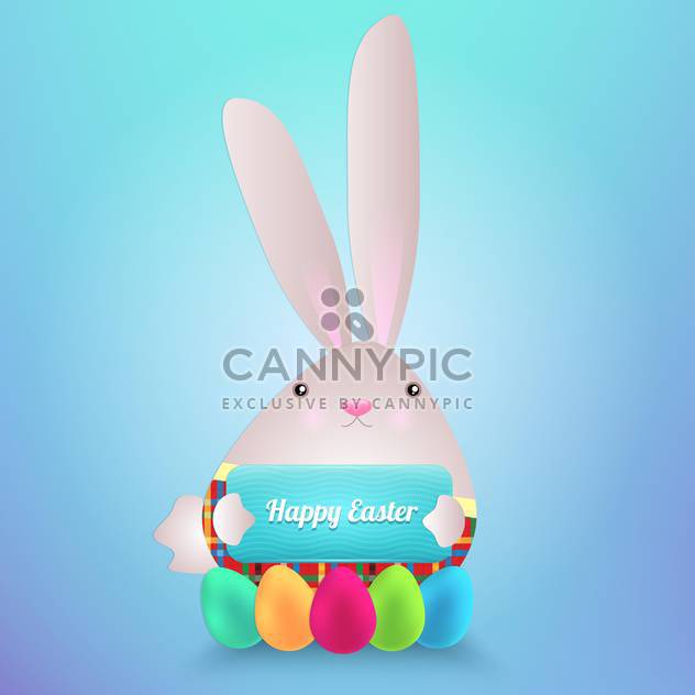 happy easter rabbit with eggs - vector gratuit #130293 