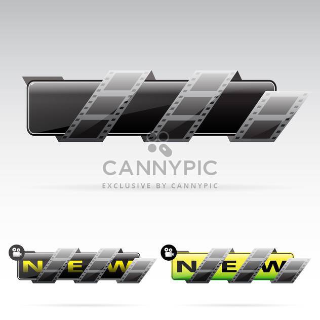 black banners with film tape on grey background - Free vector #130633