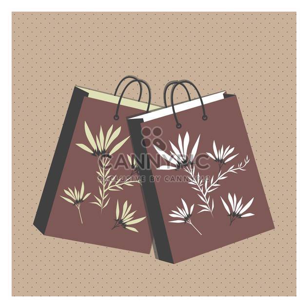vector illustration of floral shopping bags on brown background - Free vector #130723