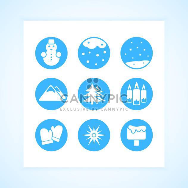 Winter round shaped icons set on white background - vector gratuit #130743 