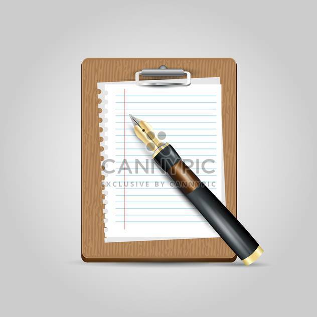 Vector notepad paper with pen on grey background - vector #131103 gratis