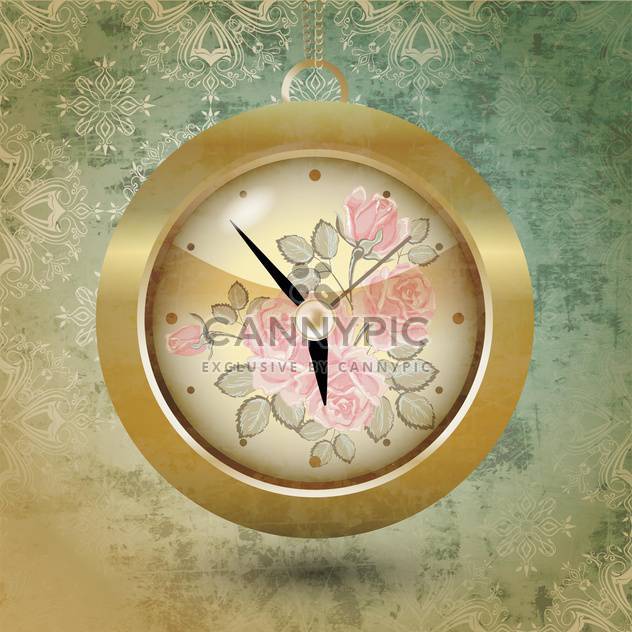 Floral design of clock vector illustration - Kostenloses vector #131183