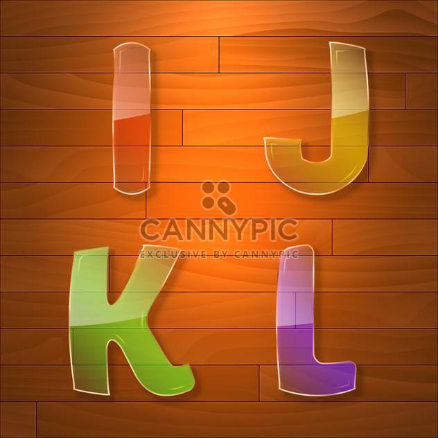 Colorful glass vector font on wooden background - Free vector #131693