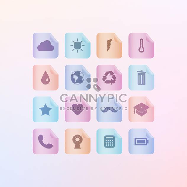 Set of different menu icons on gradient background - Free vector #131933