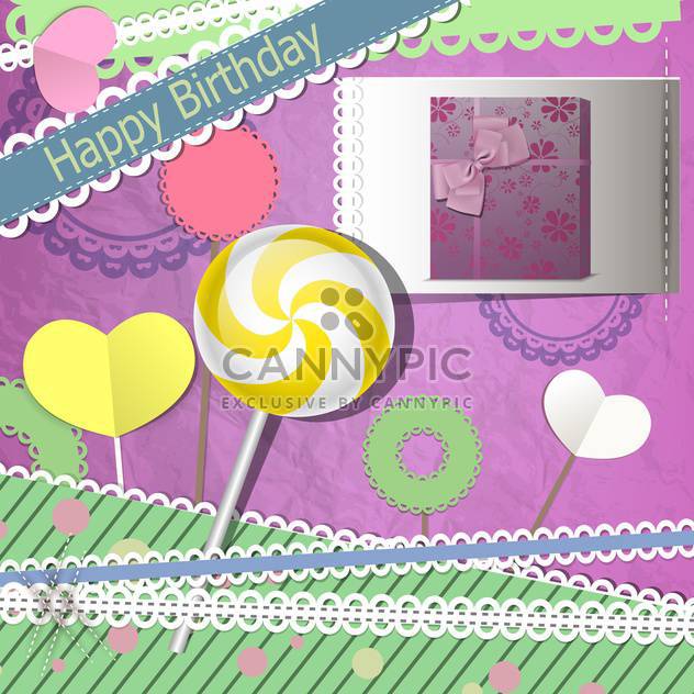 Vector set of vintage frames with lollipop for birthday card - Free vector #132113