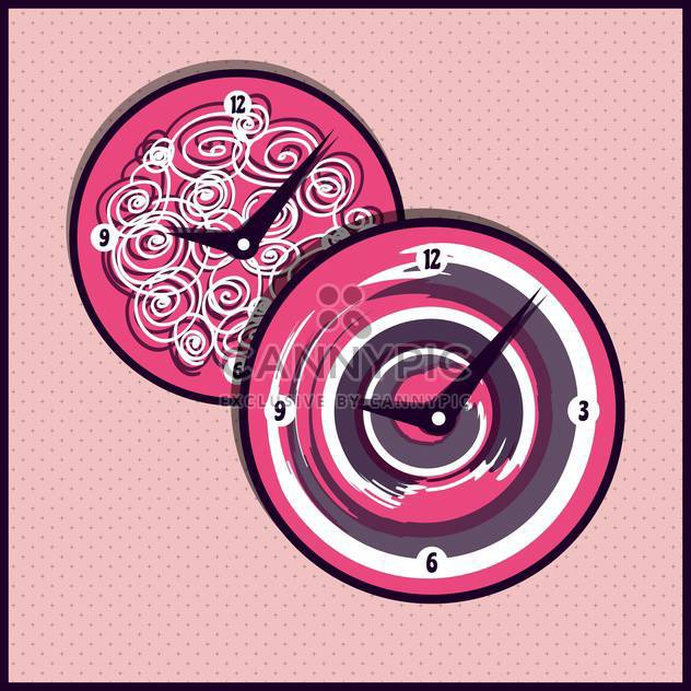 Vector vintage clocks on pink background,vector illustration - Free vector #132303