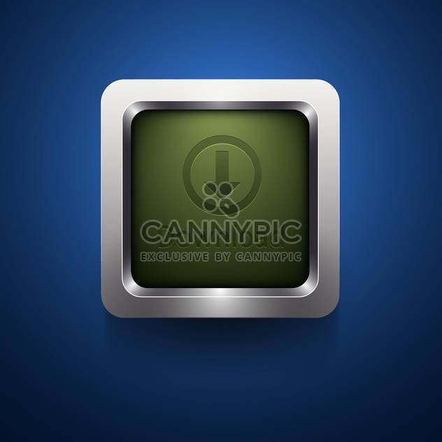 Download green button in metal frame on blue background - бесплатный vector #132393