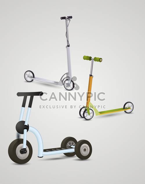 kick scooters on gray background - vector gratuit #132413 