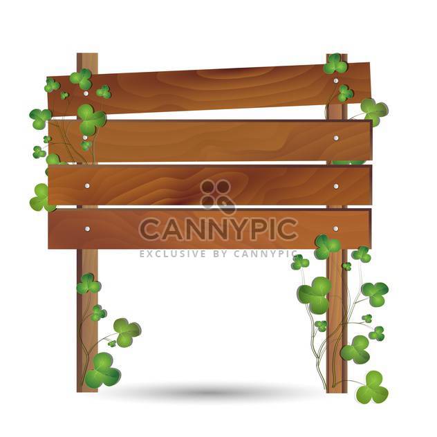 wooden board with clovers leaves - Kostenloses vector #132503