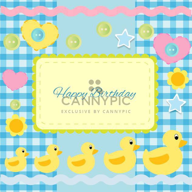 happy birthday invitation with ducklings - vector gratuit #133793 