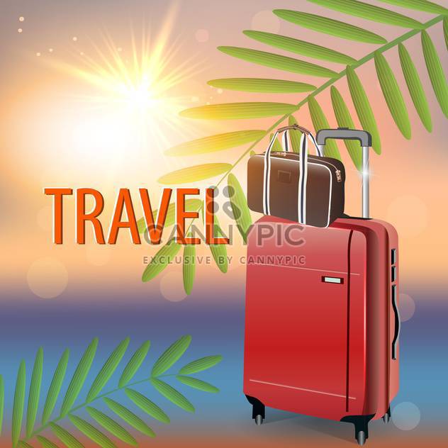 travel suitcase on tropical beach - Free vector #133943