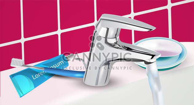 toothbrush and toothpaste on sink background - Free vector #134953