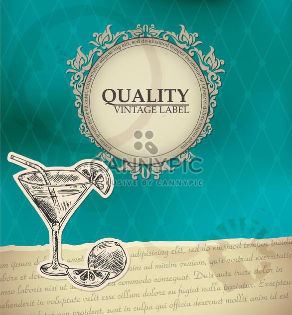 vintage style label with cocktail - vector gratuit #135173 