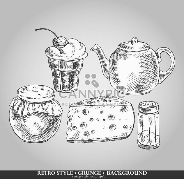 set of tea time retro elements - vector #135183 gratis
