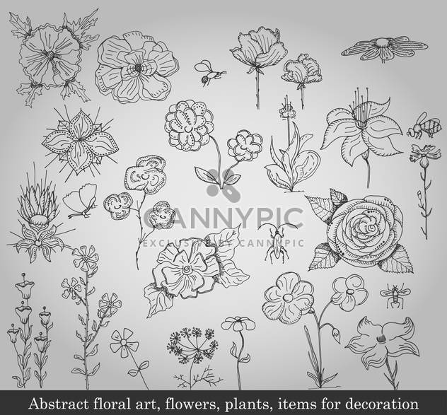 abstract flowers, plants and items for decoration - vector #135233 gratis