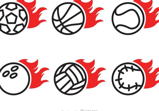 Flaming Sport Ball Vector Icons - бесплатный vector #142403
